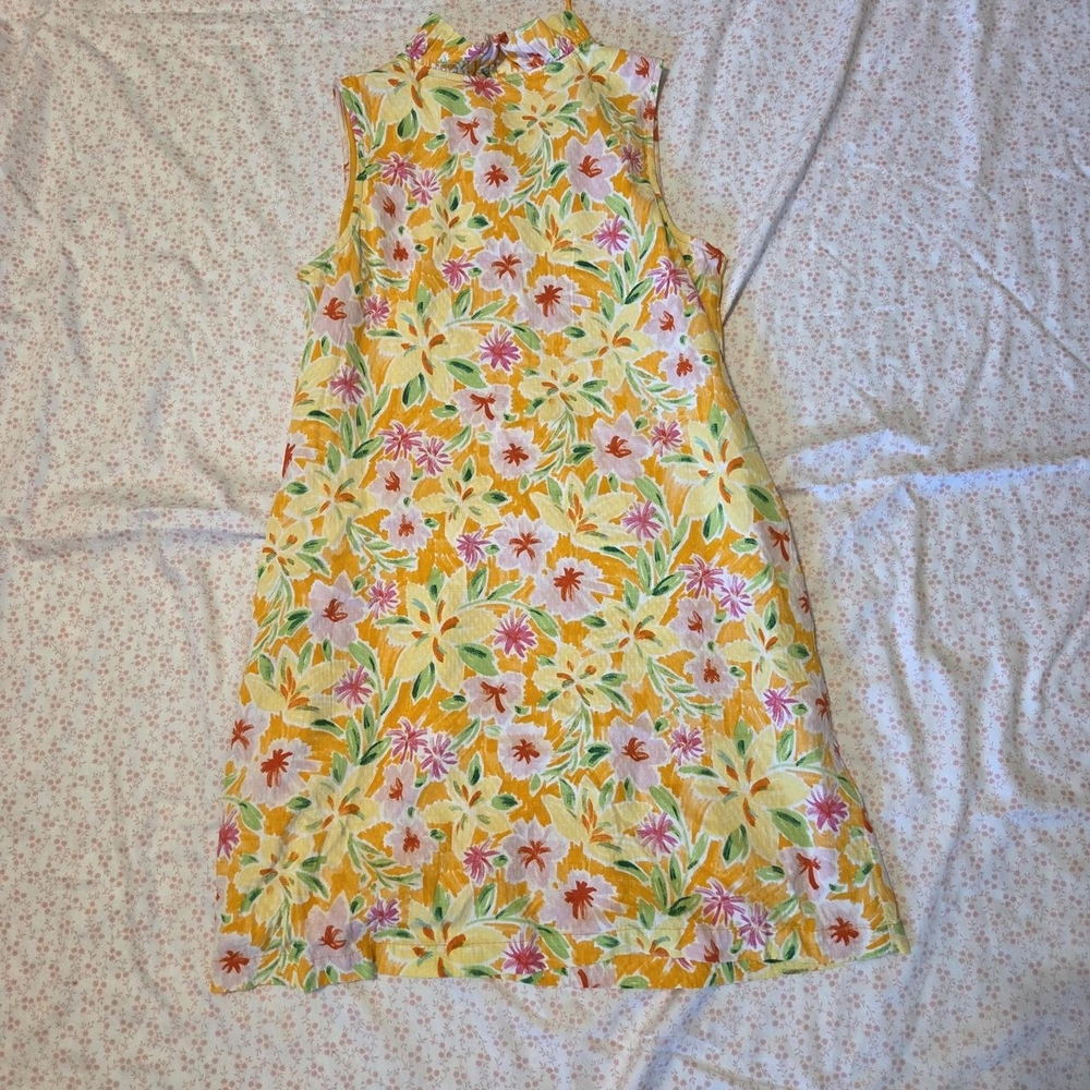 Crown & Ivy orange and yellow tropical floral mini dress size medium - Picture 3 of 4